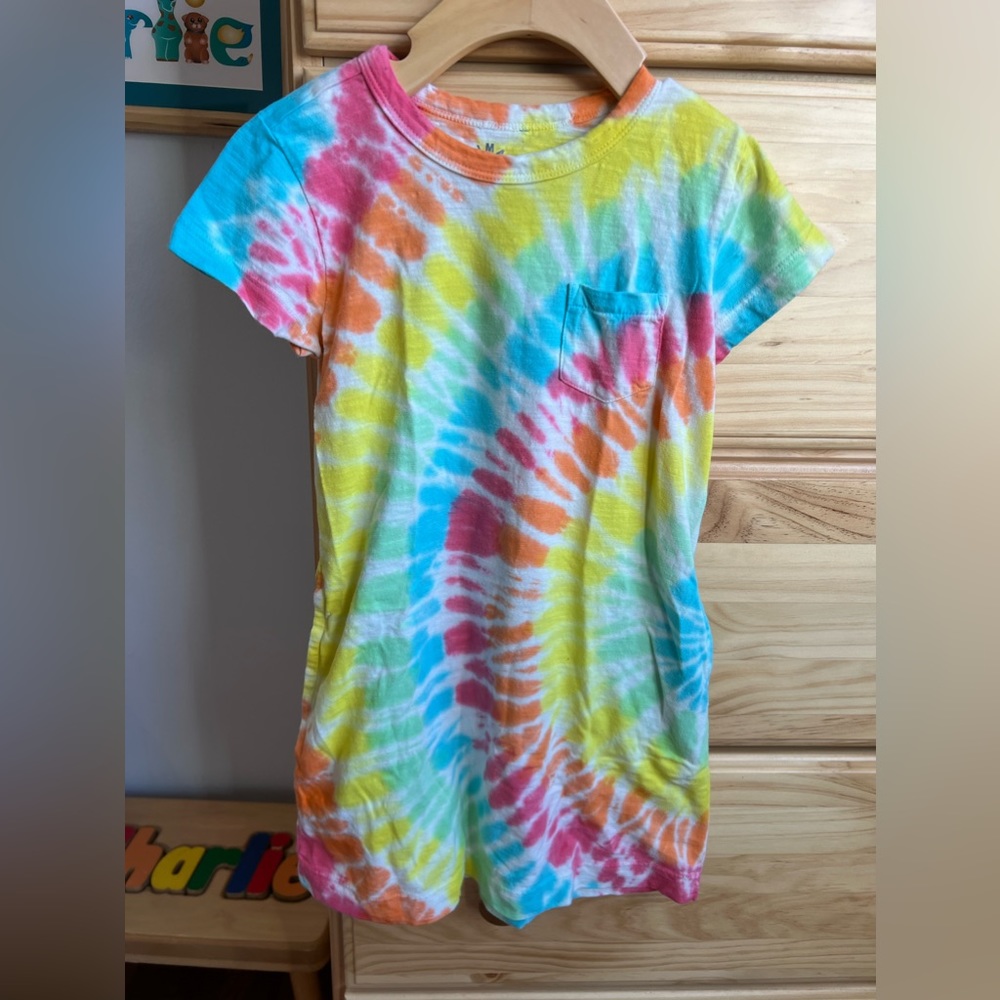Primary Tie Dye tshirt dress with pockets